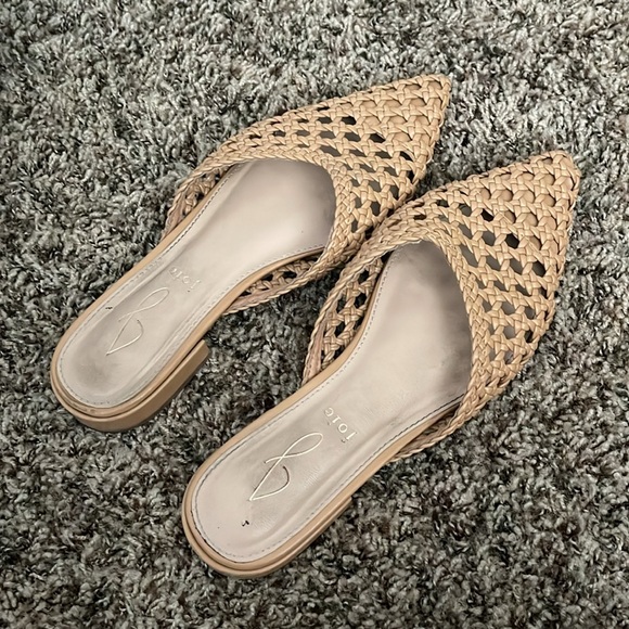 Joie Woven Tan Slip-On Mules - Picture 1 of 8